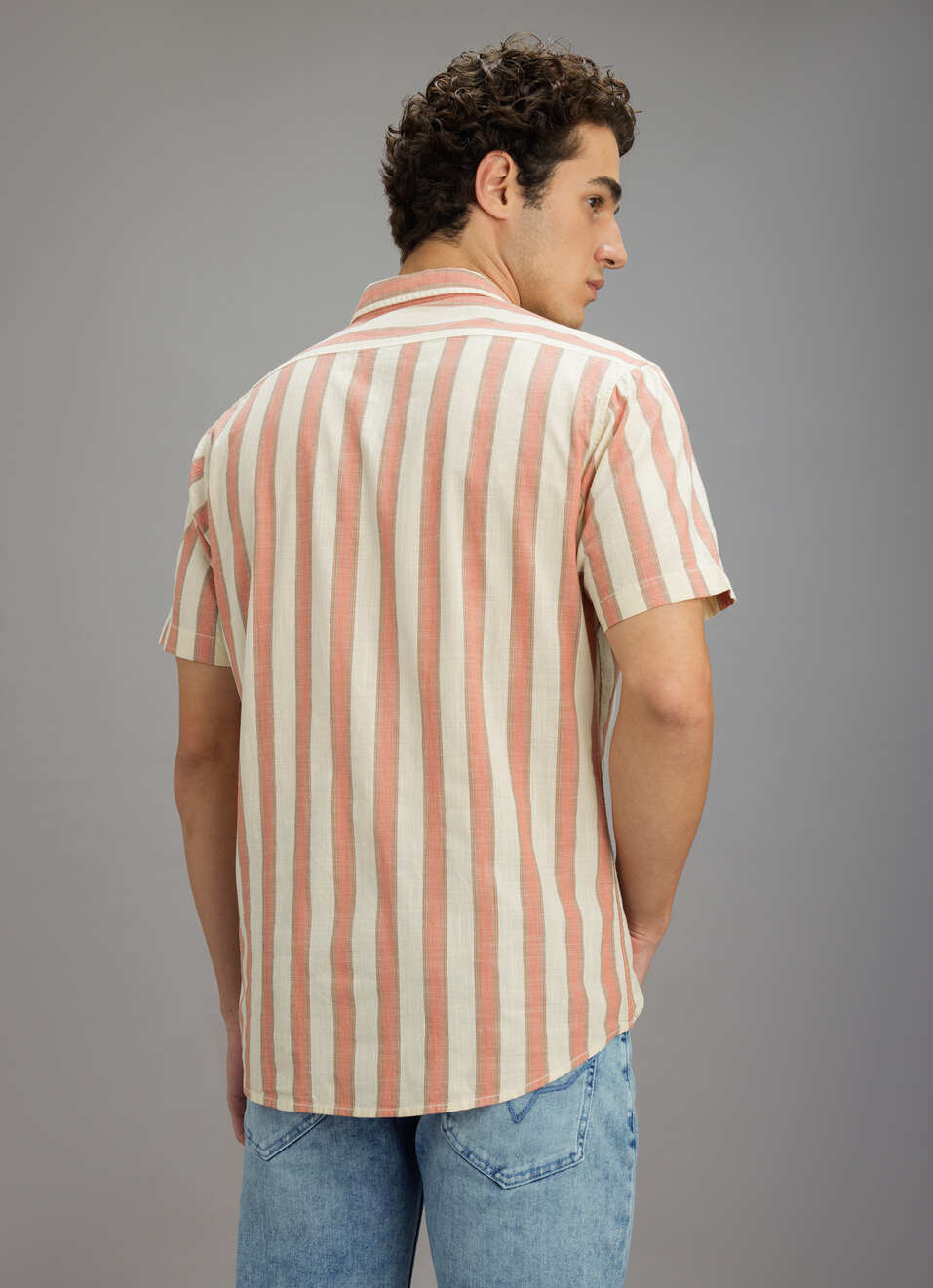 Men Pink Striped Shirt, , large image number 6