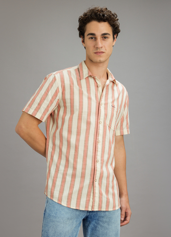 Men Pink Striped Shirt