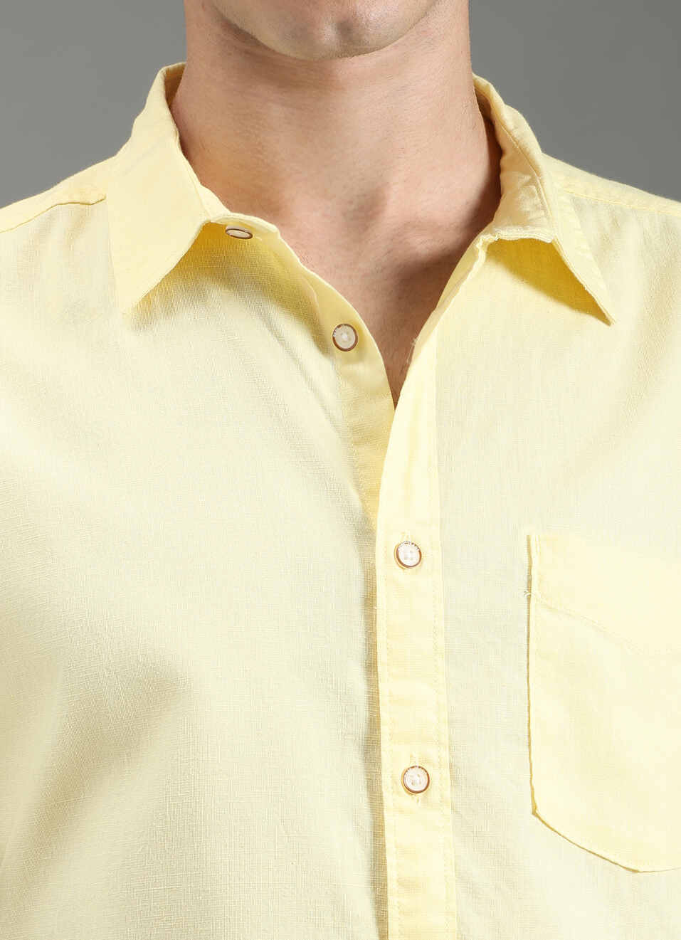 Men Yellow Solid Short Sleeve Shirt, , large image number 6