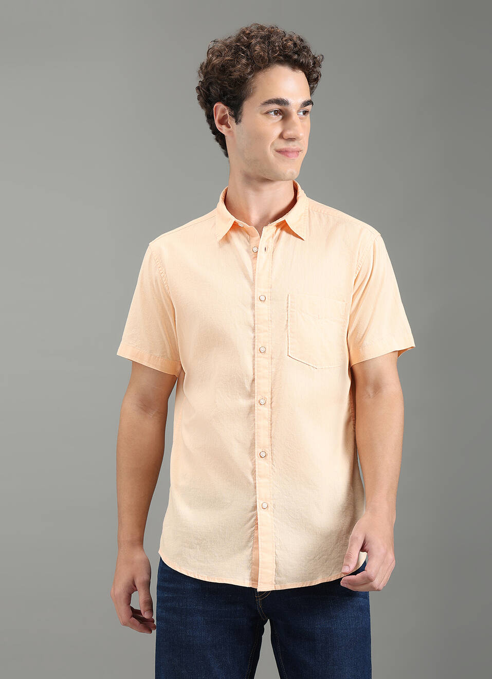 Men Pink Solid Short Sleeve Shirt, , large image number 5