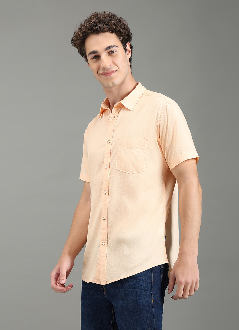 Men Pink Solid Short Sleeve Shirt, , large image number 7