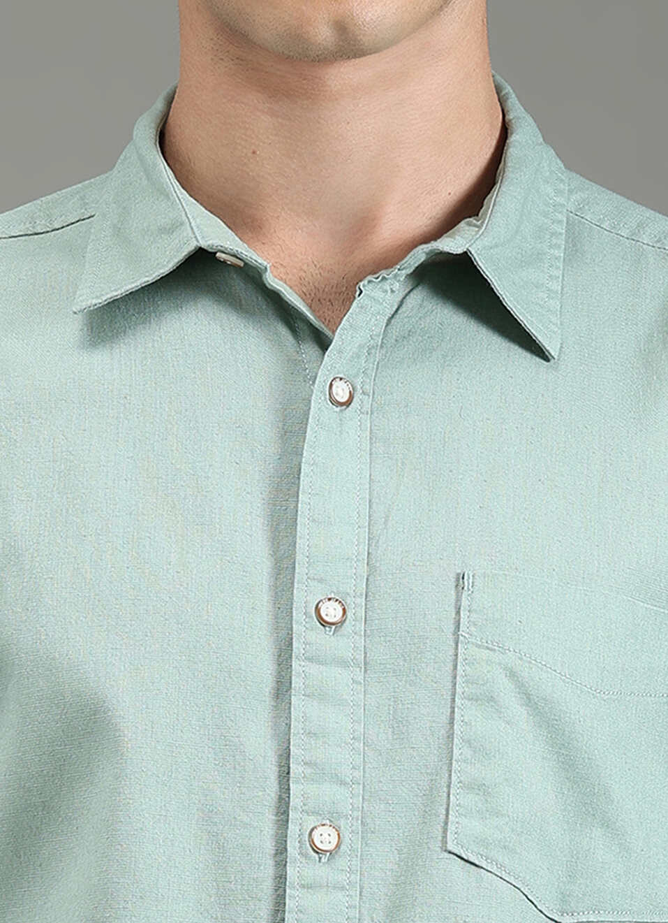 Men Green Solid Short Sleeve Shirt, , large image number 1