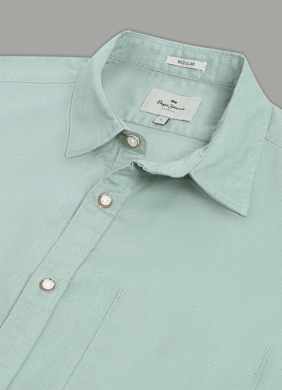 Men Green Solid Short Sleeve Shirt, , large image number 3