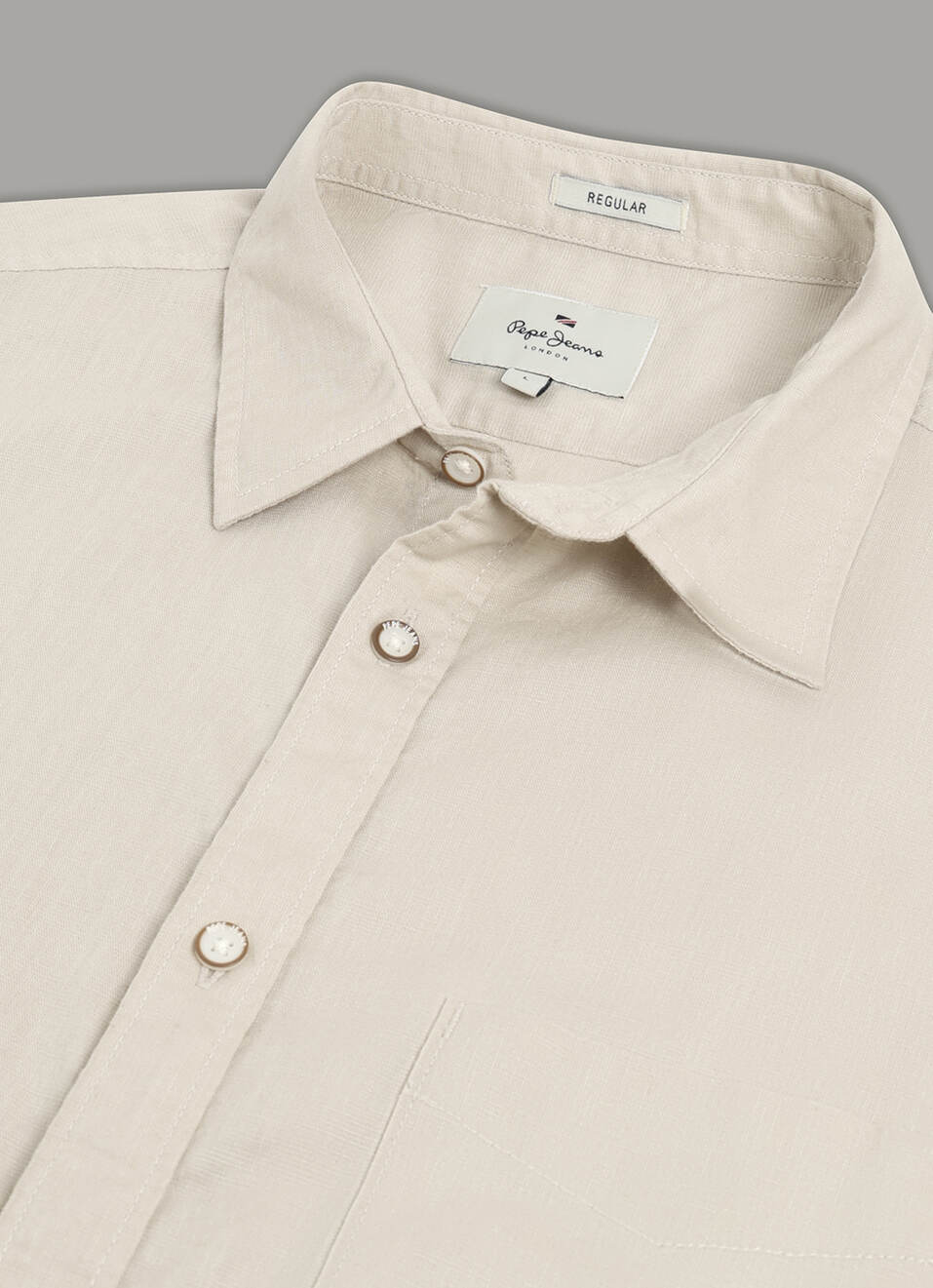 Men Beige Solid Short Sleeve Shirt, , large image number 3