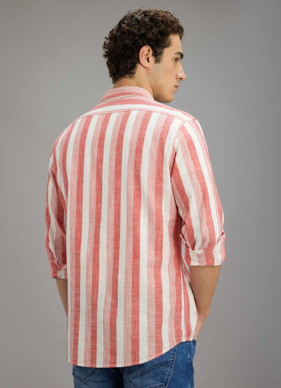 Men Red Striped Shirt, , large image number 2