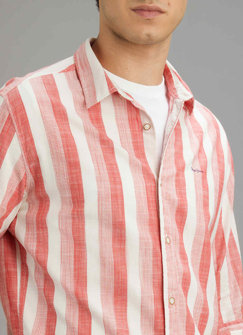 Men Red Striped Shirt, , large image number 6