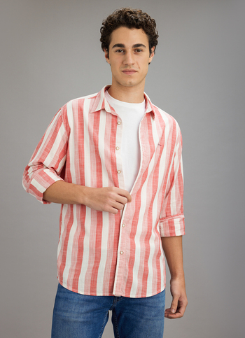 Men Red Striped Shirt