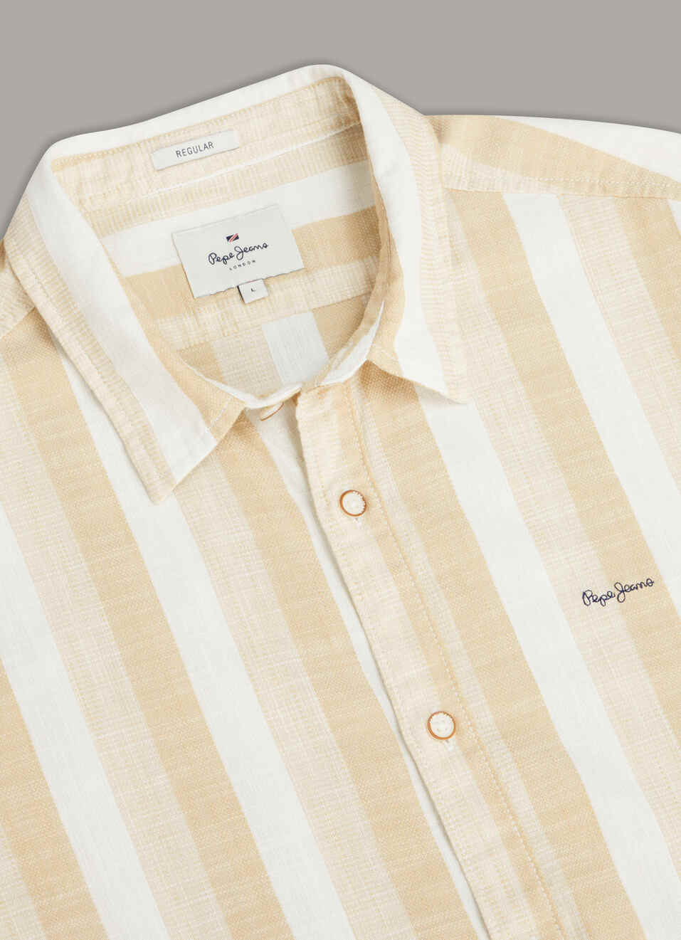 Men Beige Striped Shirt, , large image number 7