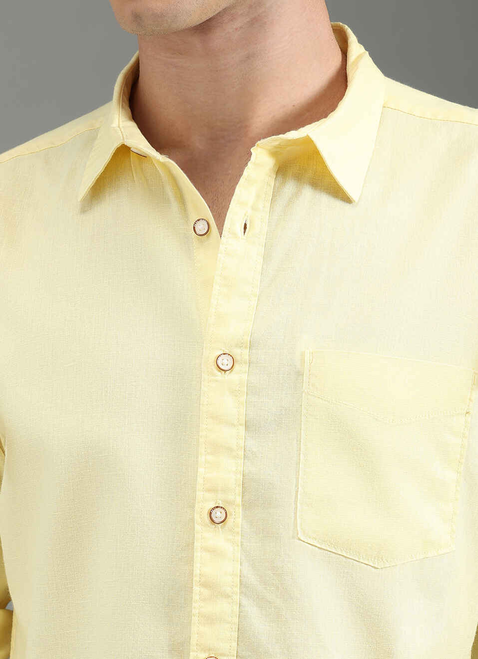 Men Yellow Solid Long Sleeve Shirt, , large image number 1
