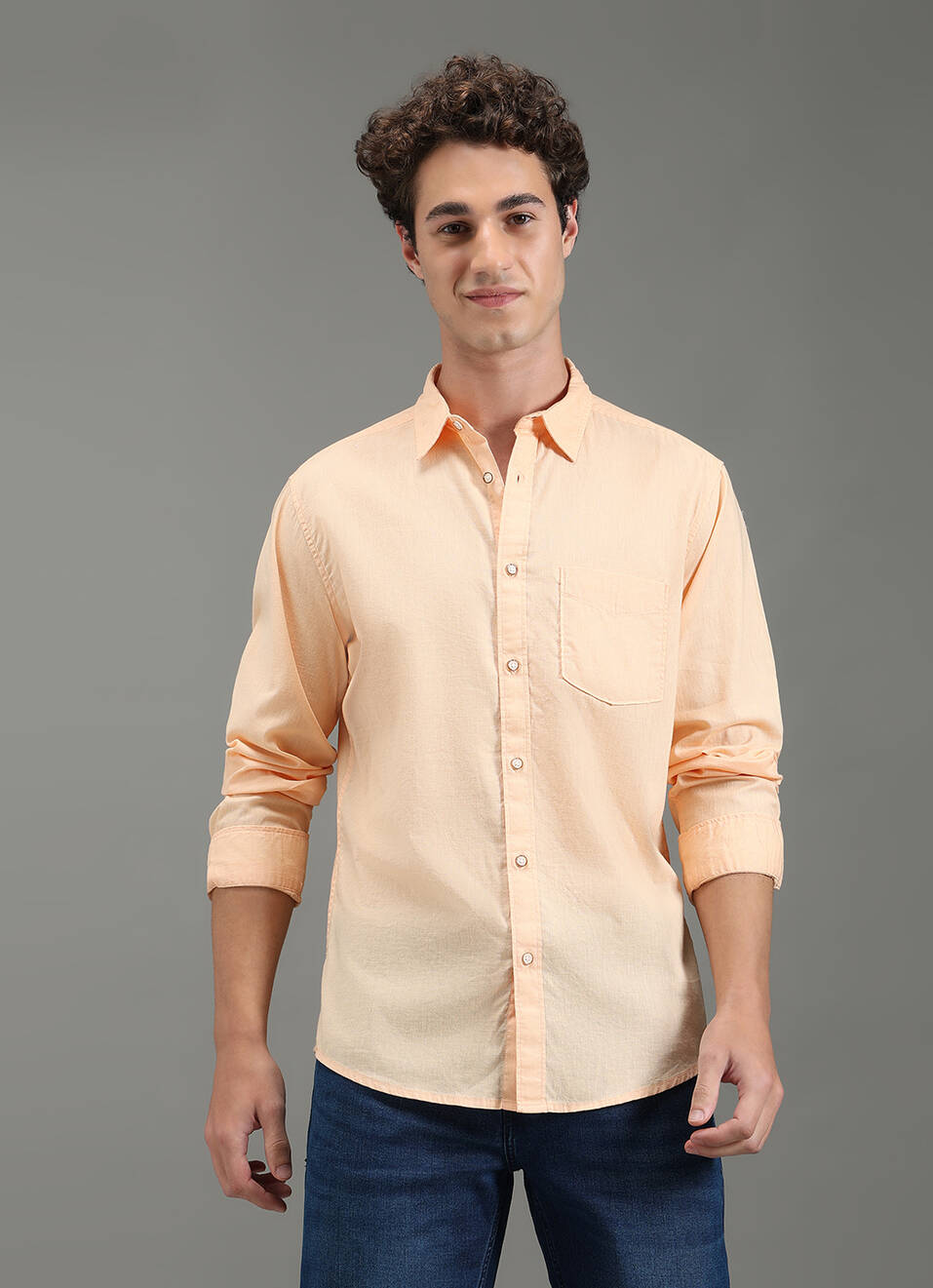 Men Pink Solid Long Sleeve Shirt, , large image number 5