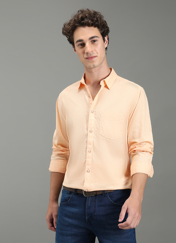 Men Pink Solid Long Sleeve Shirt
