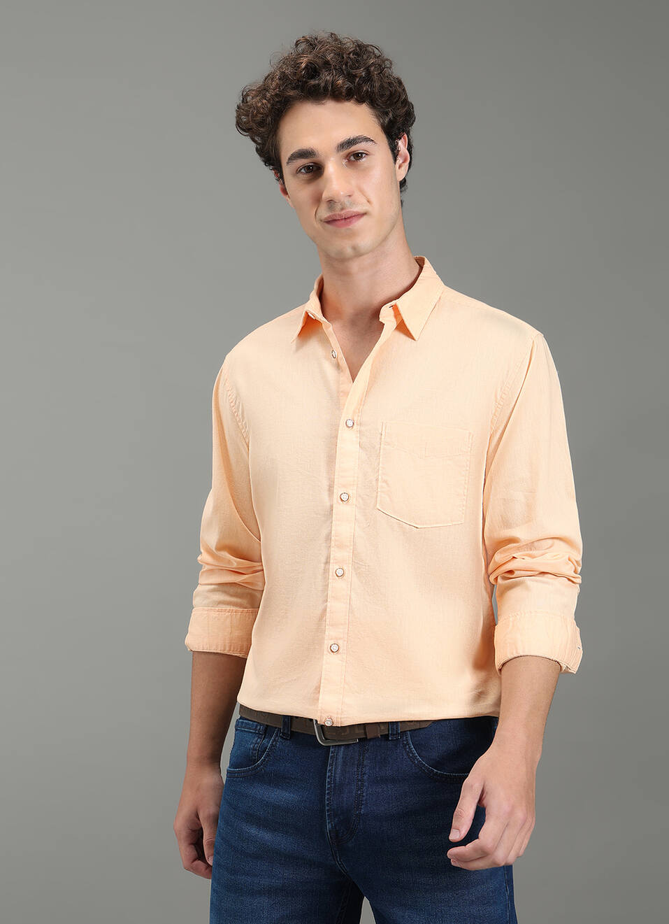 Men Pink Solid Long Sleeve Shirt, , large image number 0