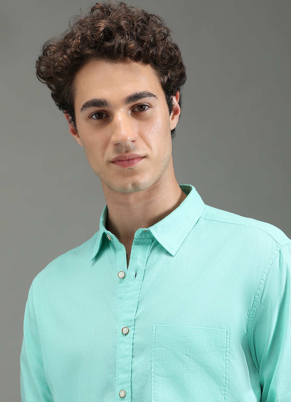 Men Blue Solid Long Sleeve Shirt, , large image number 4