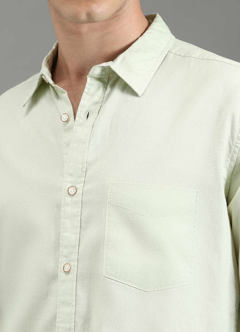 Men Green Solid Long Sleeve Shirt, , large image number 1