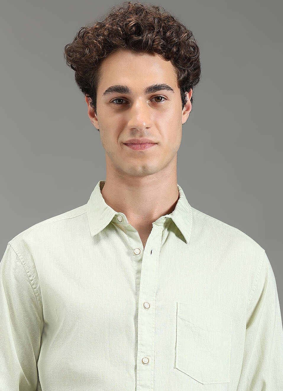 Men Green Solid Long Sleeve Shirt, , large image number 4