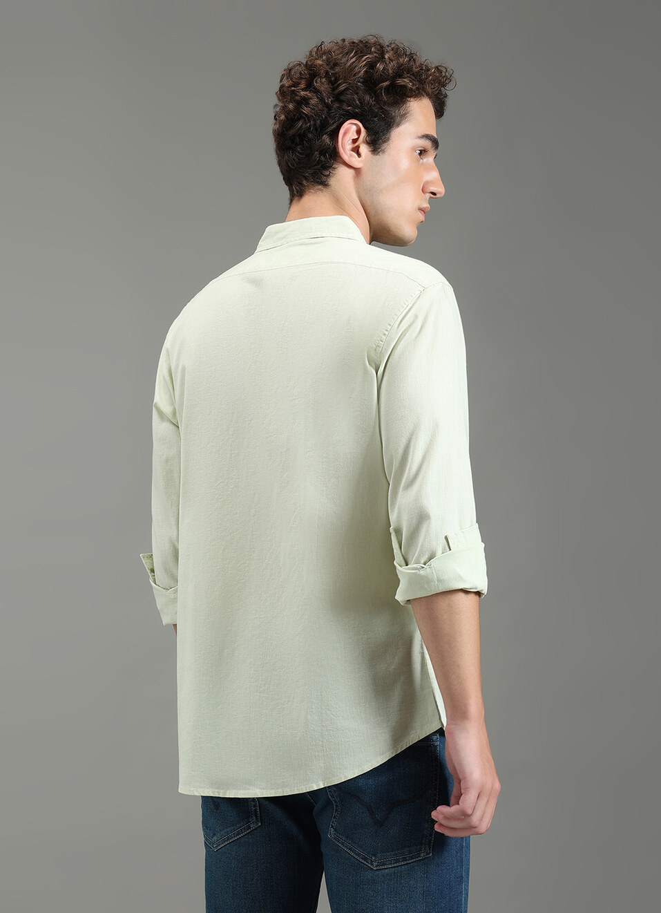 Men Green Solid Long Sleeve Shirt, , large image number 6