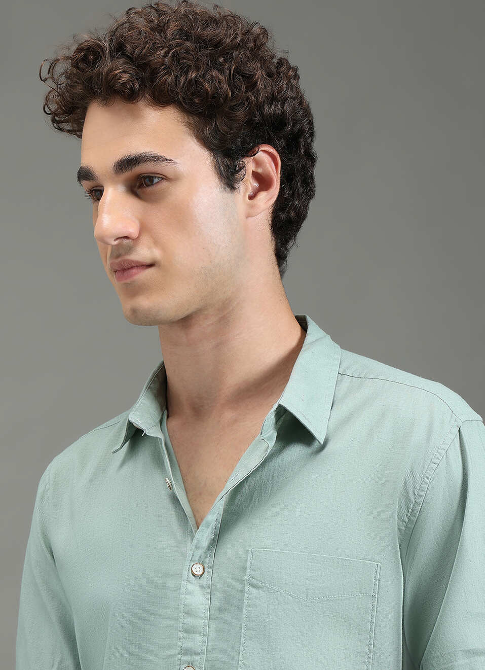 Men Green Solid Long Sleeve Shirt, , large image number 4