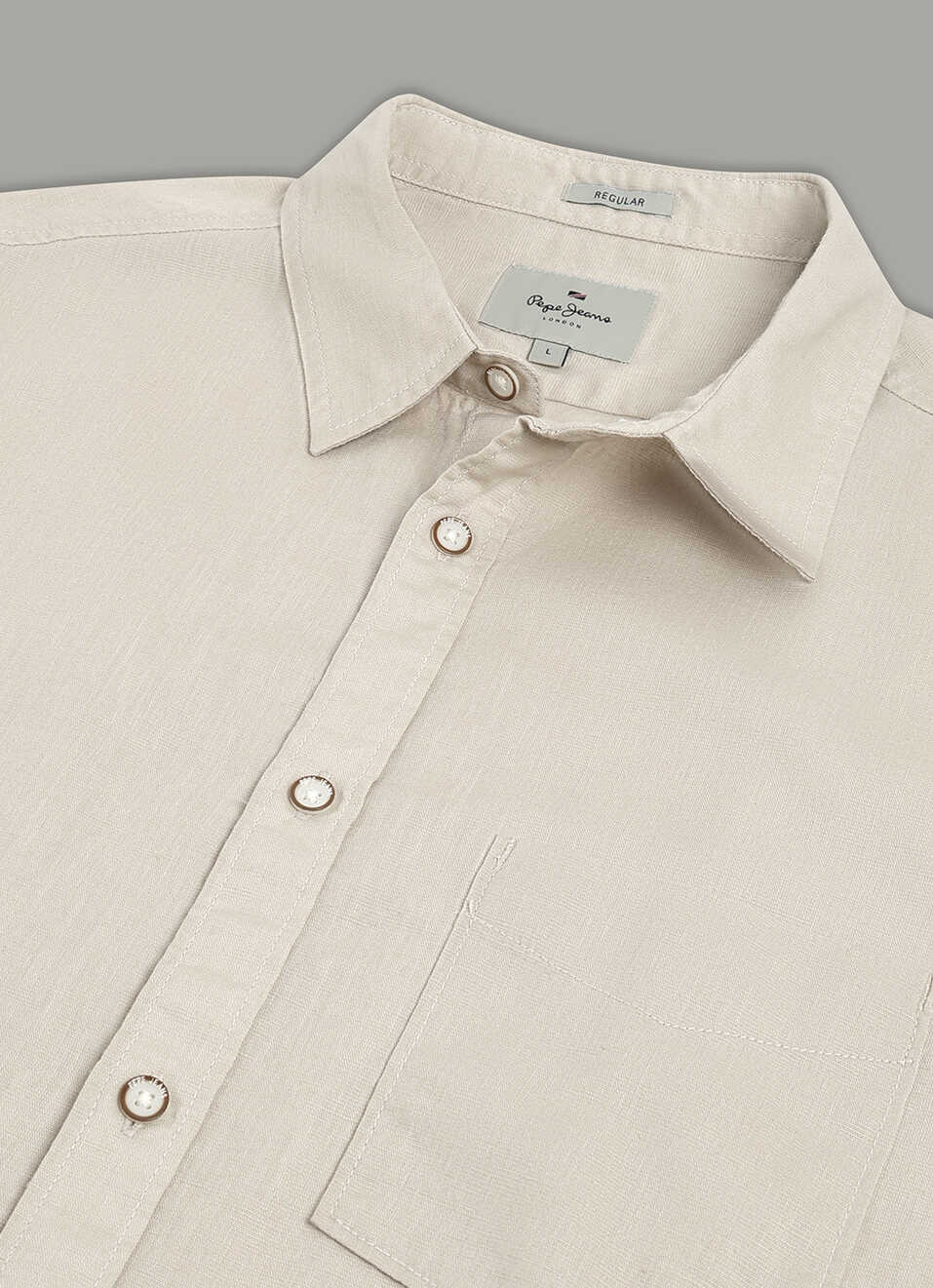 Men Beige Solid Long Sleeve Shirt, , large image number 3