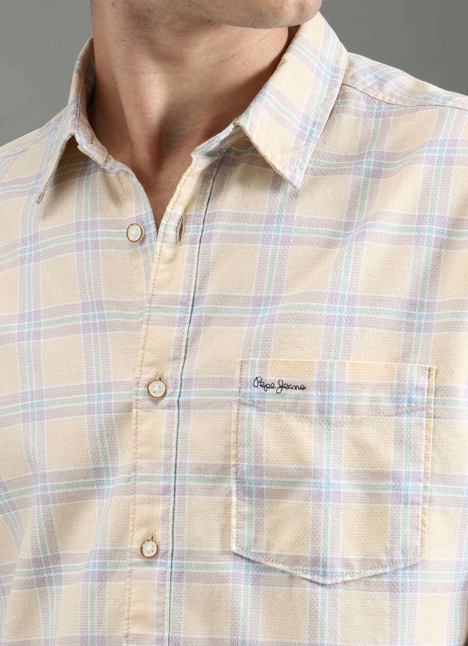 Men Yellow Checks Full Sleeves Shirt, , large image number 6