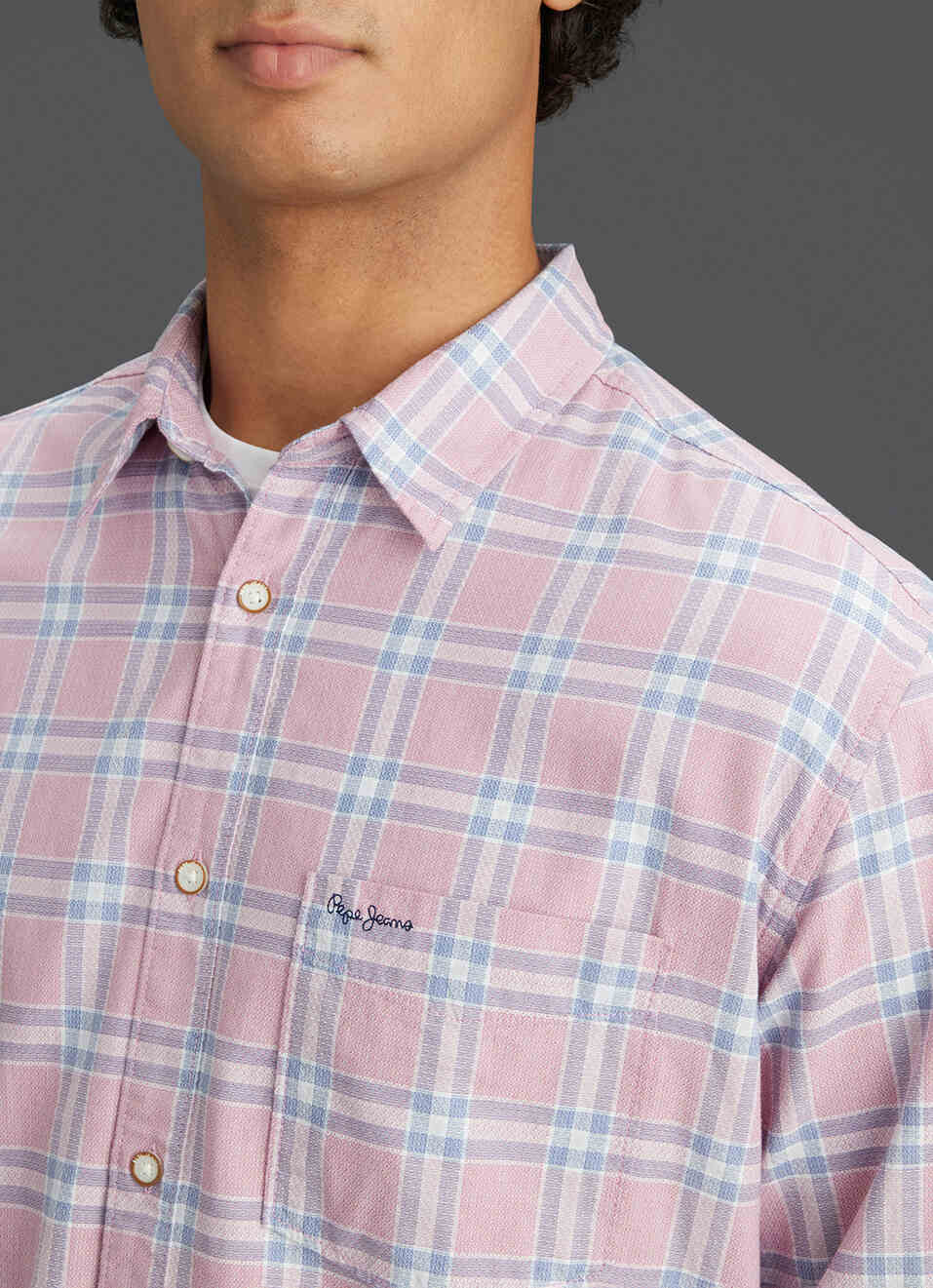 Men Peach Orange Regular Fit Full Sleeve Checked Shirt, , large image number 1