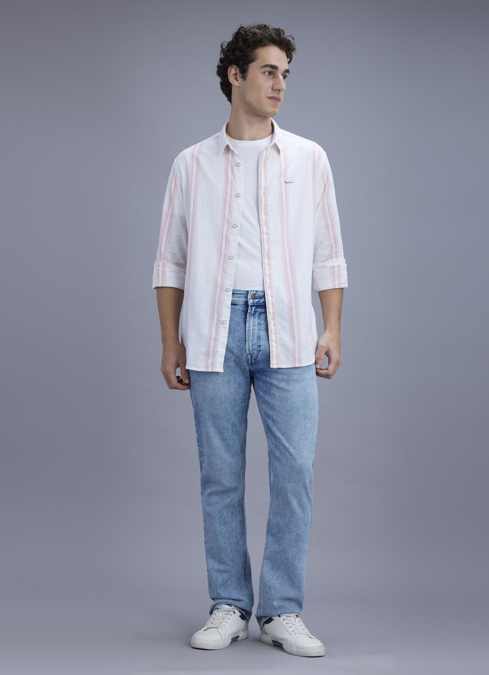 Men Peach Orange Striped Shirt, , large image number 5