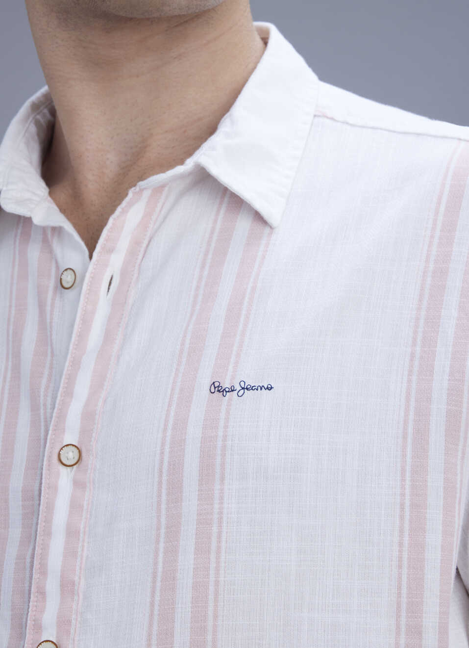 Men Peach Orange Striped Shirt, , large image number 6