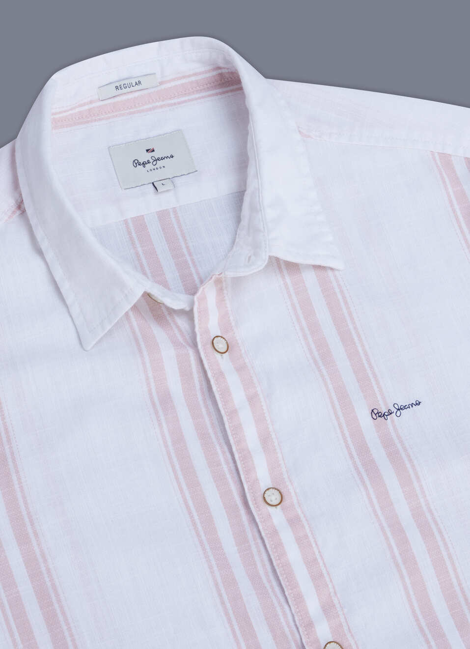 Men Peach Orange Striped Shirt, , large image number 7