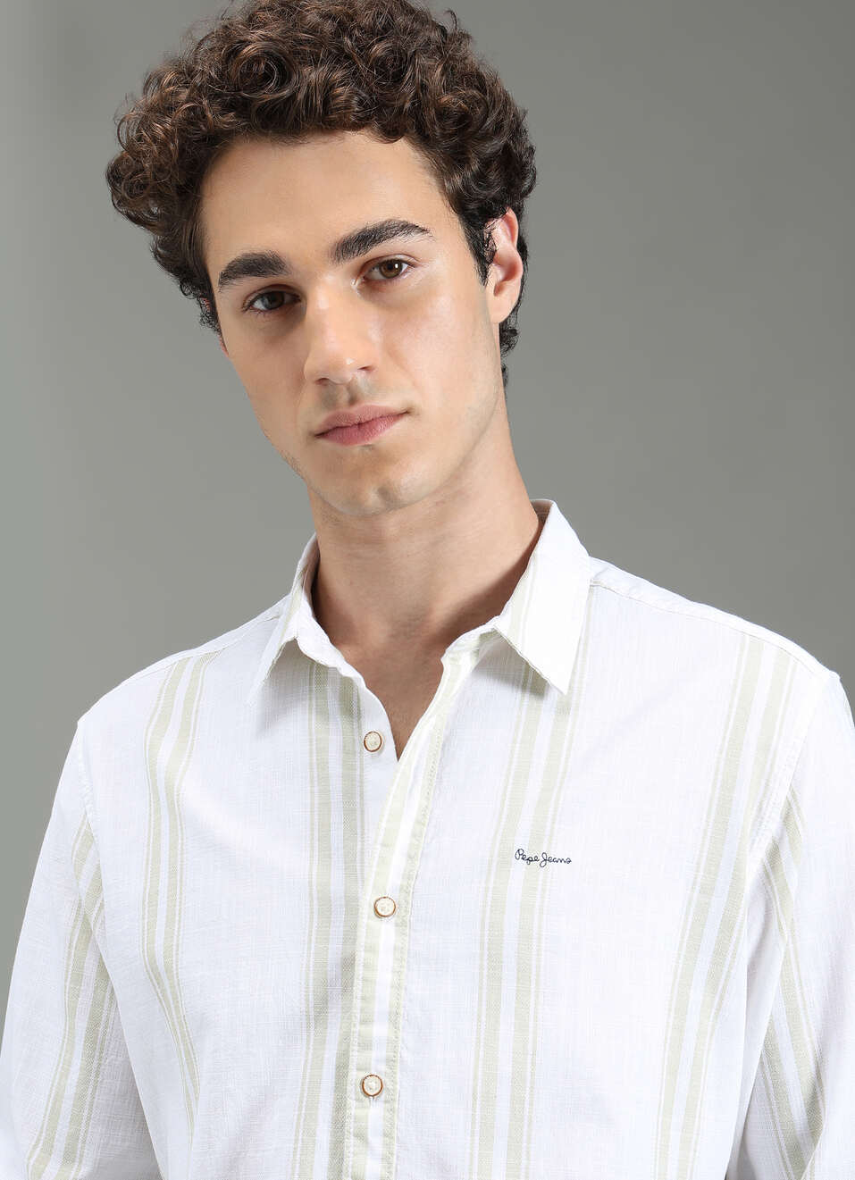 Men Green Striped Shirt, , large image number 4