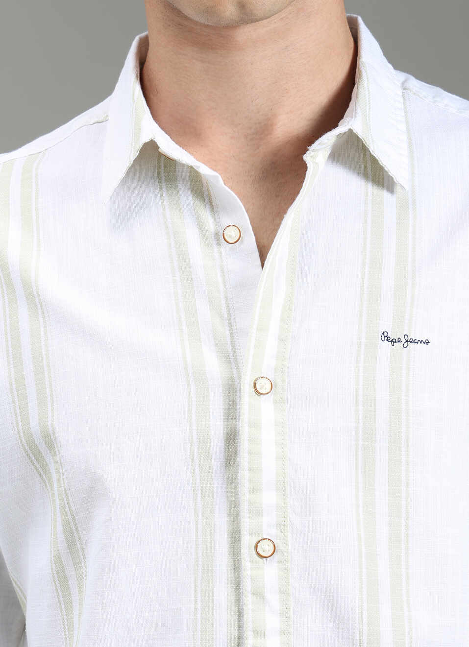 Men Green Striped Shirt, , large image number 6