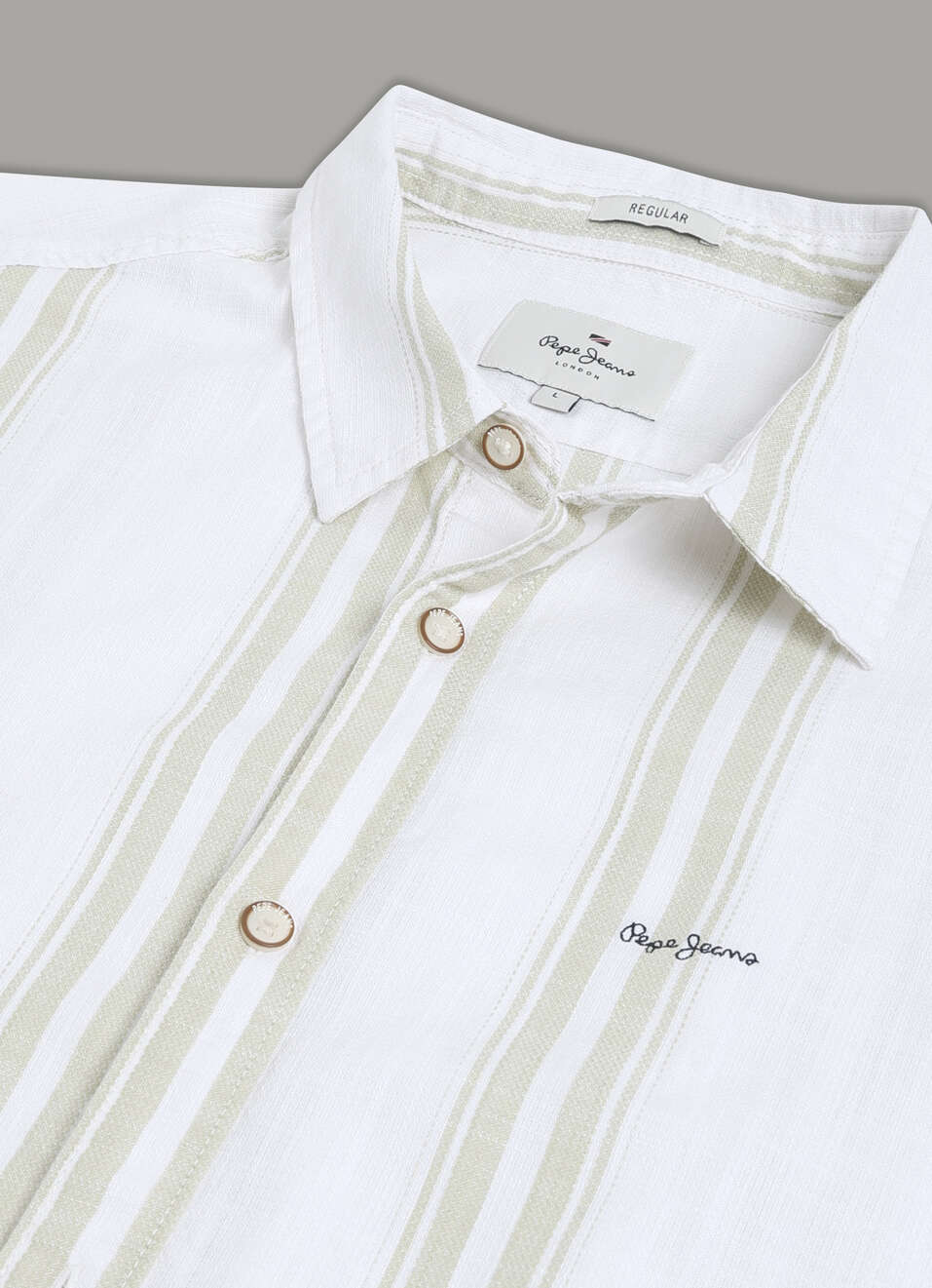 Men Green Striped Shirt, , large image number 7