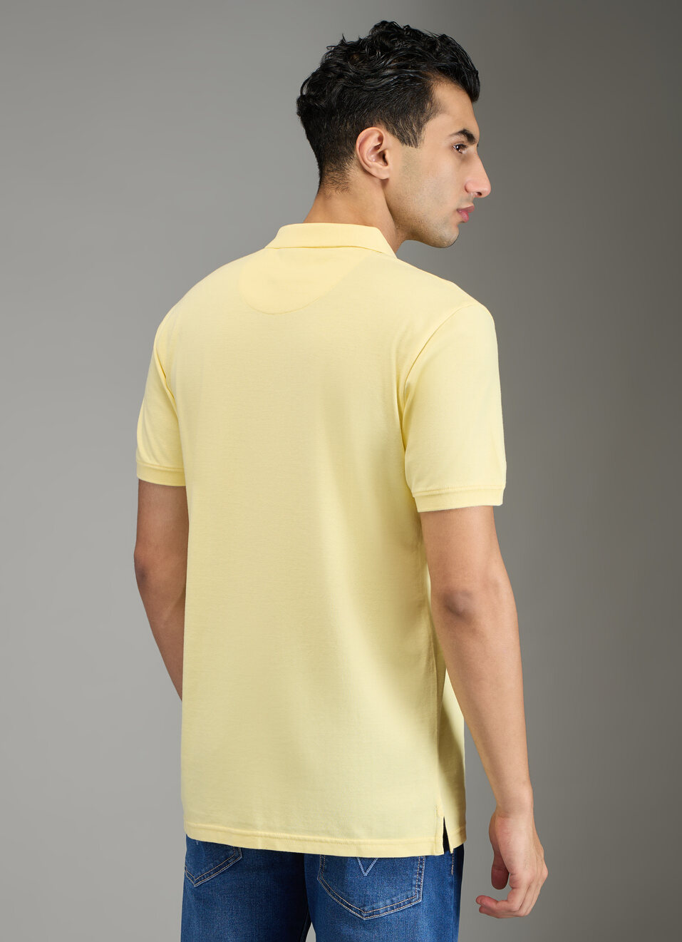 Men Yellow Solid Short Sleeves Polo, , large image number 2