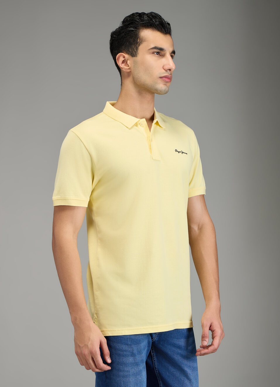 Men Yellow Solid Short Sleeves Polo, , large image number 3