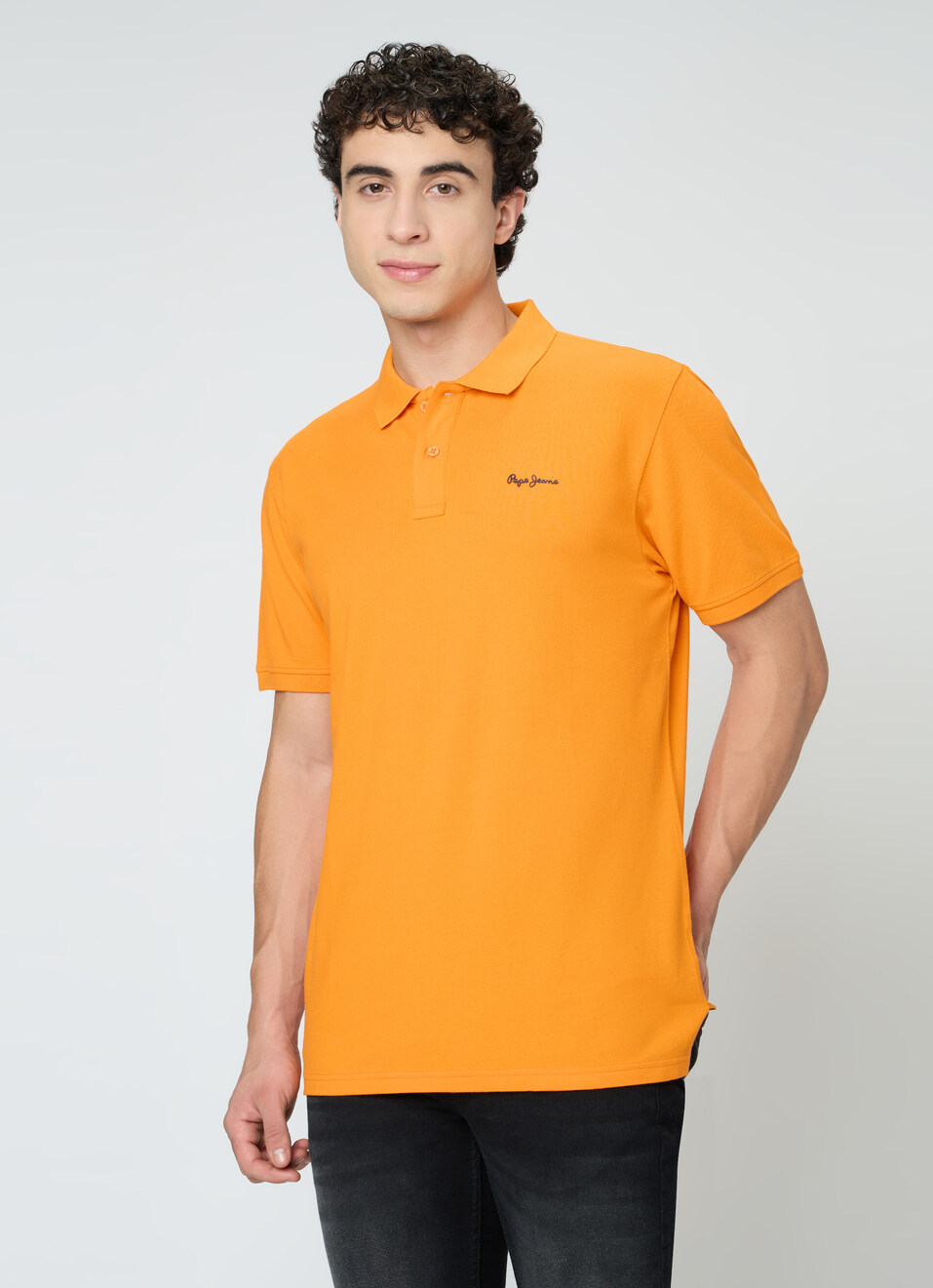 Men Orange Solid Short Sleeves Polo, , large image number 1