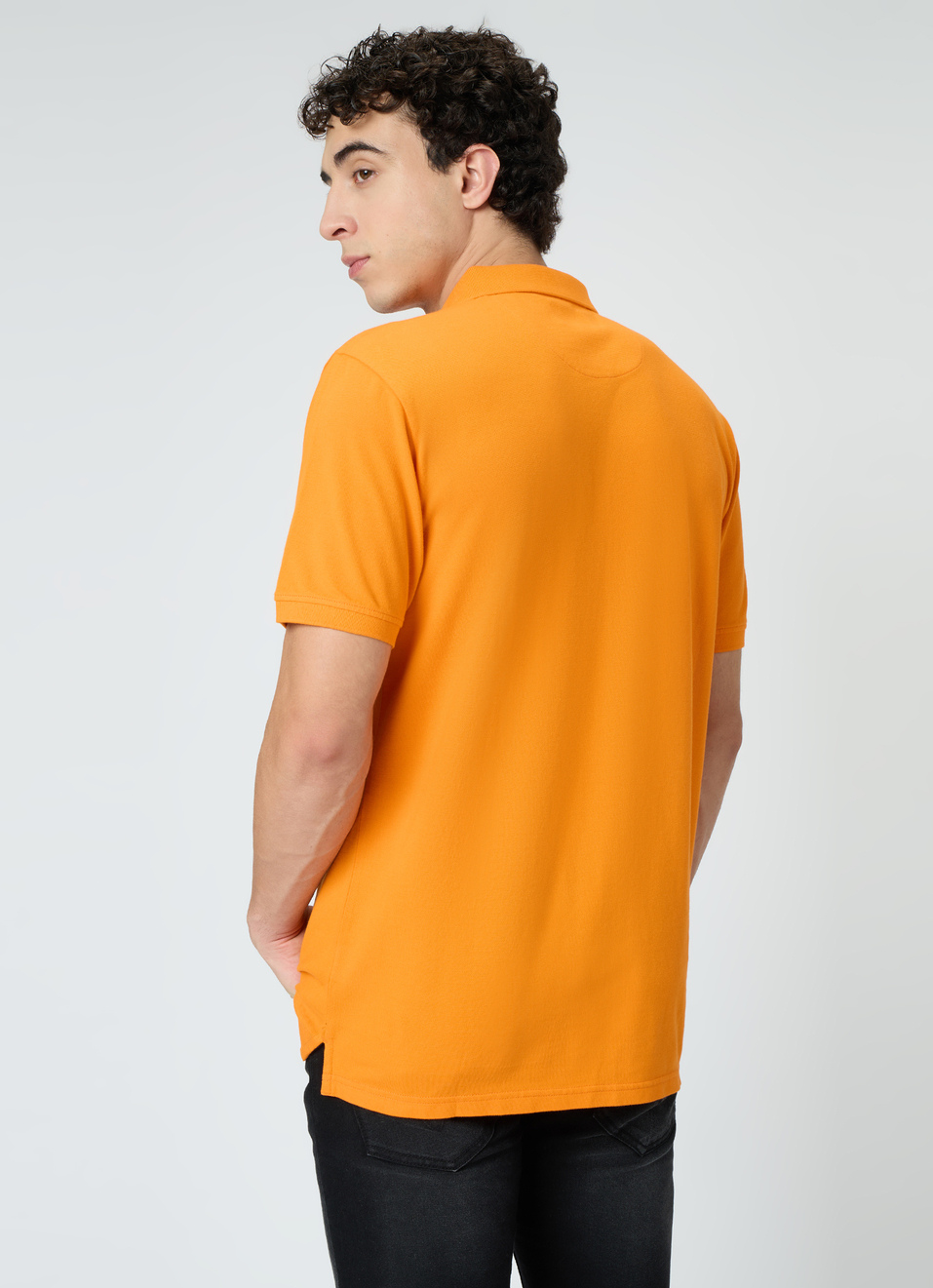 Men Orange Solid Short Sleeves Polo, , large image number 2