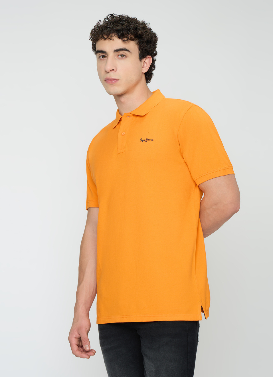 Men Orange Solid Short Sleeves Polo, , large image number 3