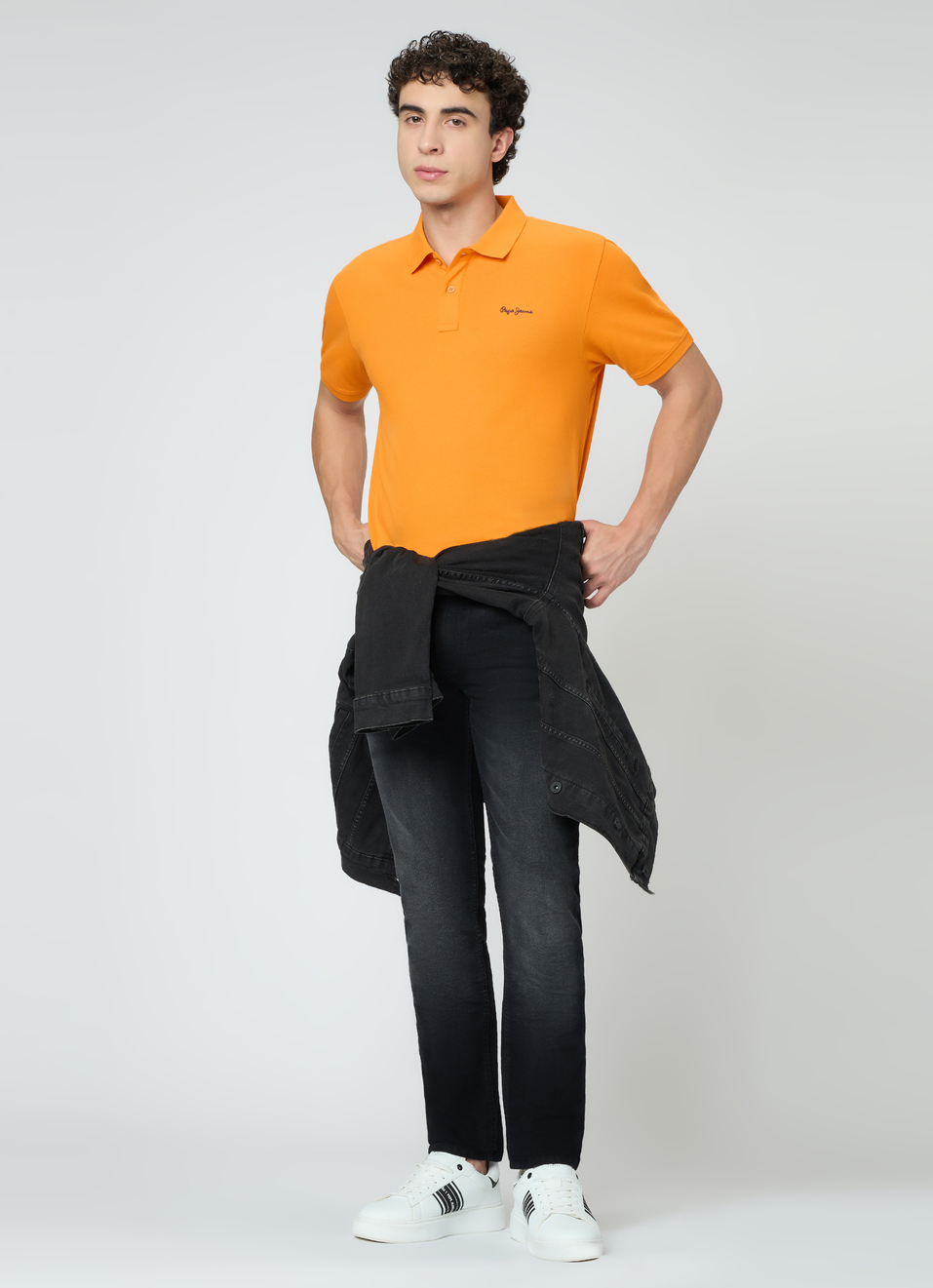 Men Orange Solid Short Sleeves Polo, , large image number 5