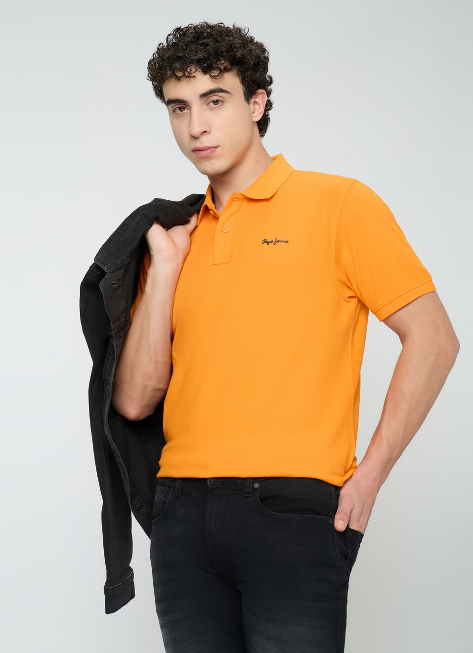 Men Orange Solid Short Sleeves Polo, , large image number 0