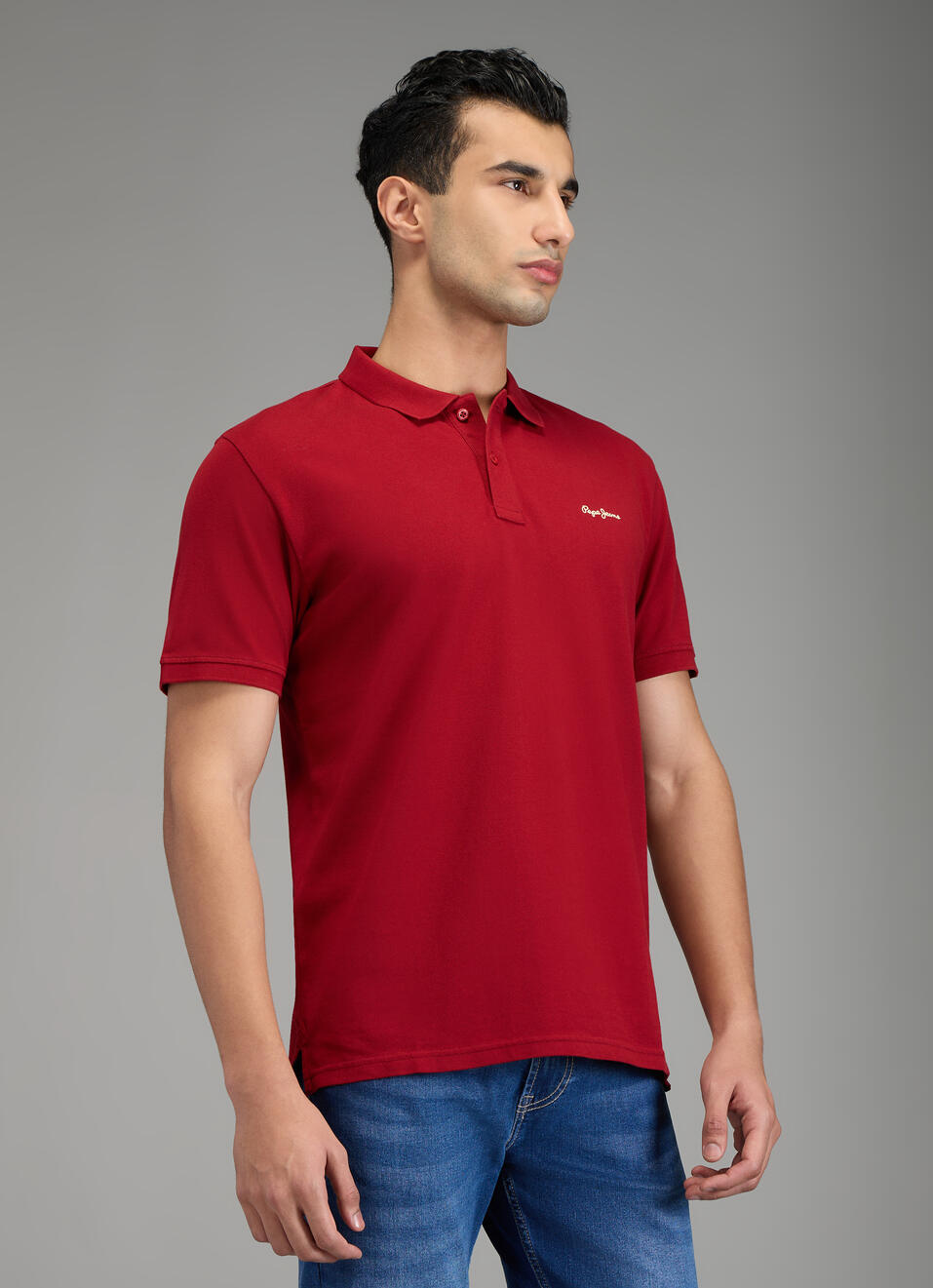 Men Red Solid Short Sleeves Polo, , large image number 3