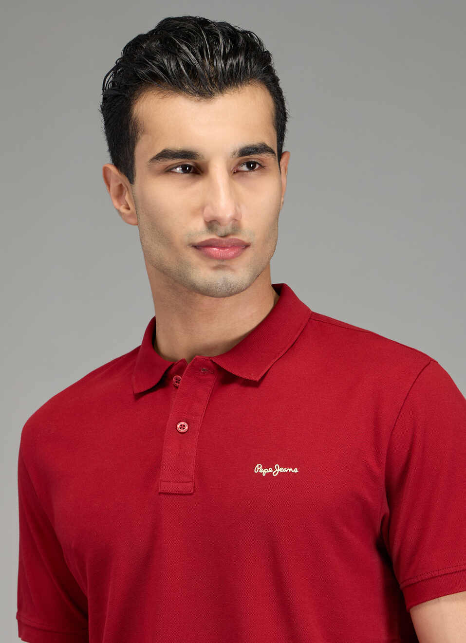 Men Red Solid Short Sleeves Polo, , large image number 4