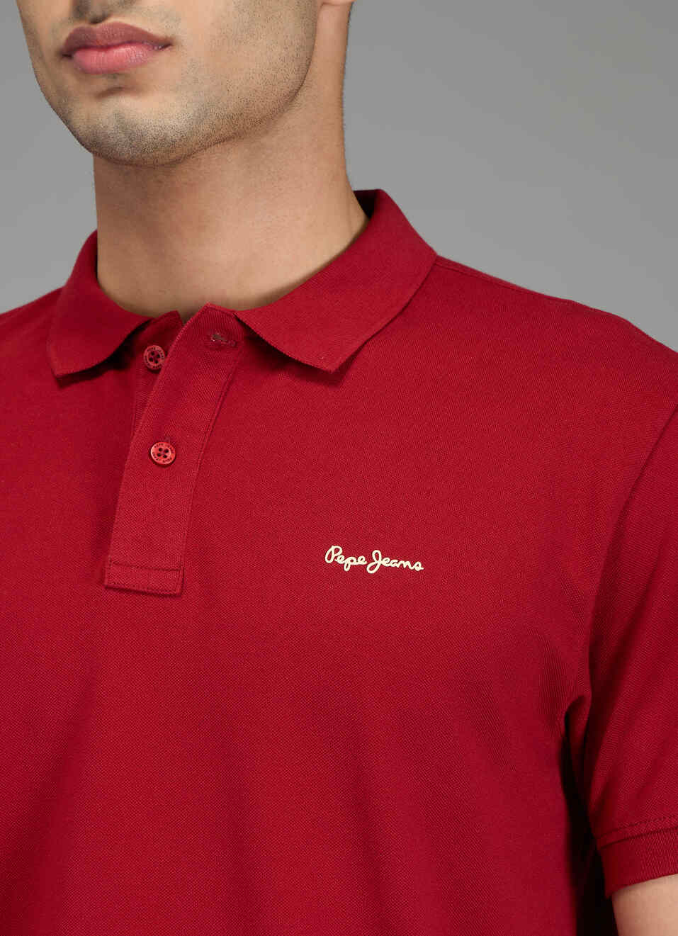 Men Red Solid Short Sleeves Polo, , large image number 6