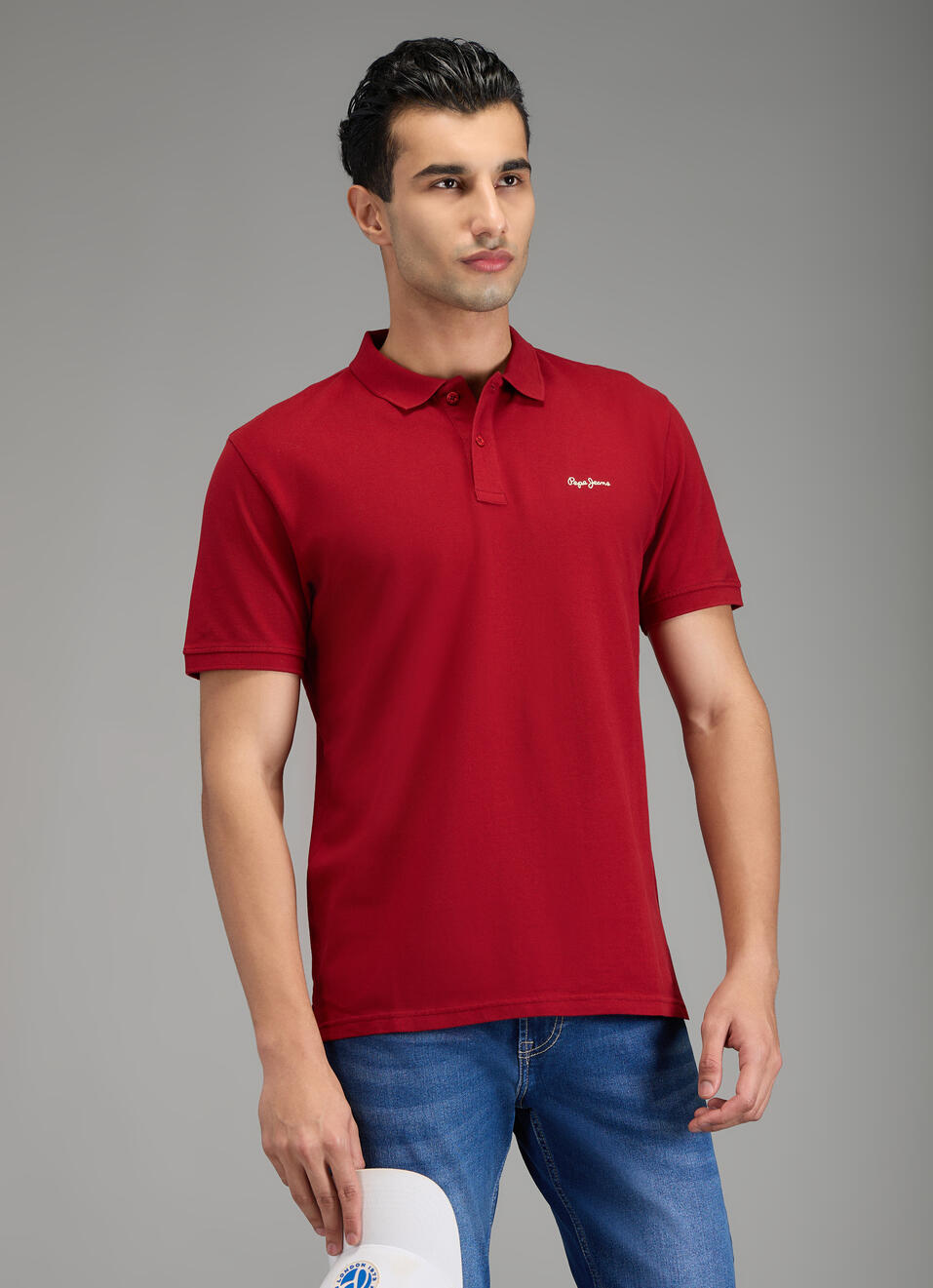 Men Red Solid Short Sleeves Polo, , large image number 0