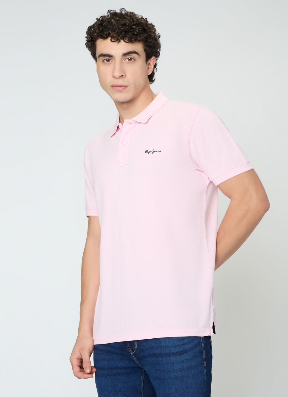 Men Pink Solid Short Sleeves Polo, , large image number 3