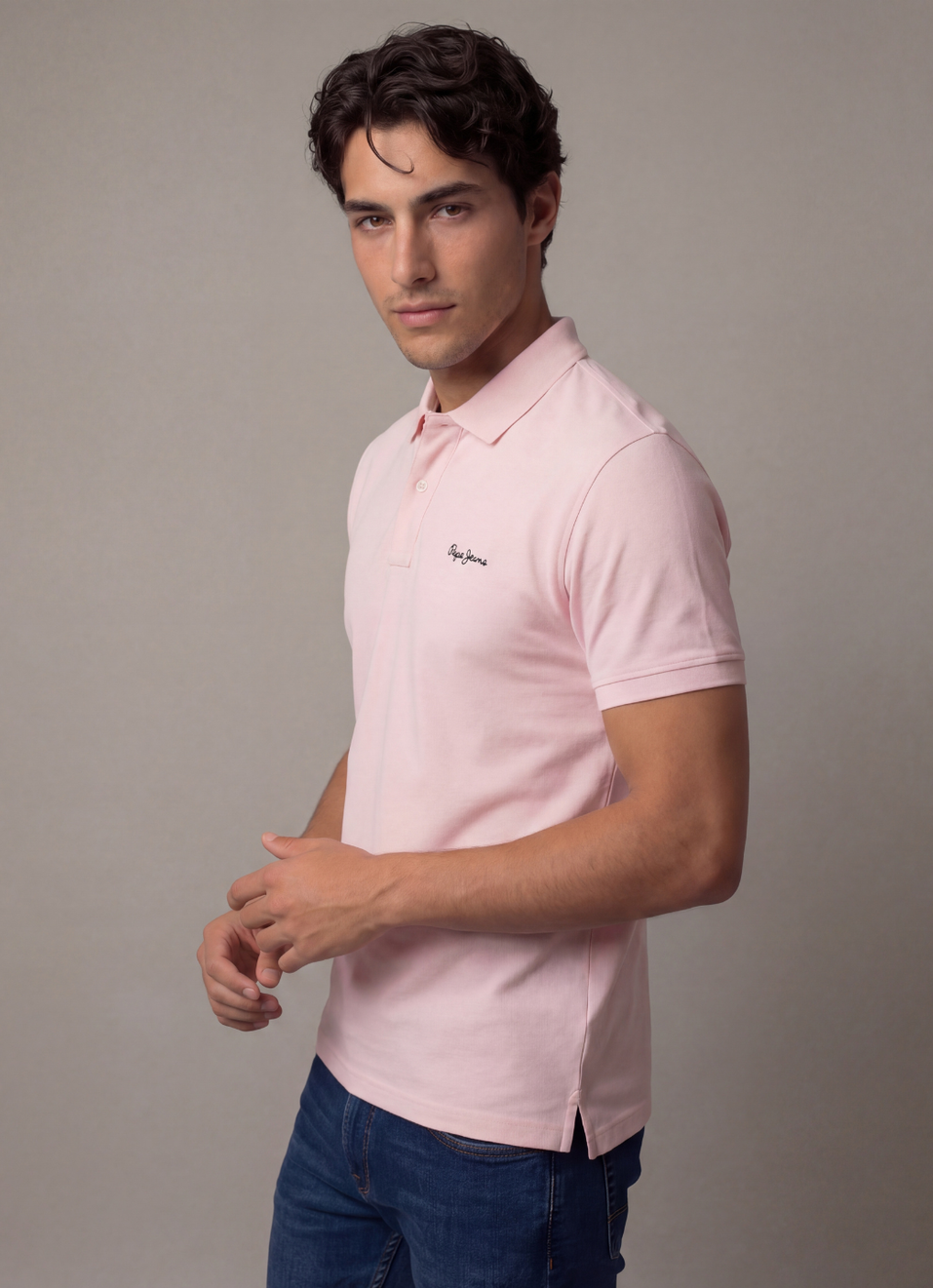 Men Pink Solid Short Sleeves Polo, , large image number 3