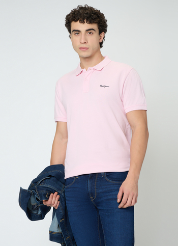 Men Pink Solid Short Sleeves Polo