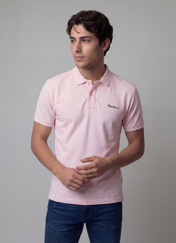 Men Pink Solid Short Sleeves Polo