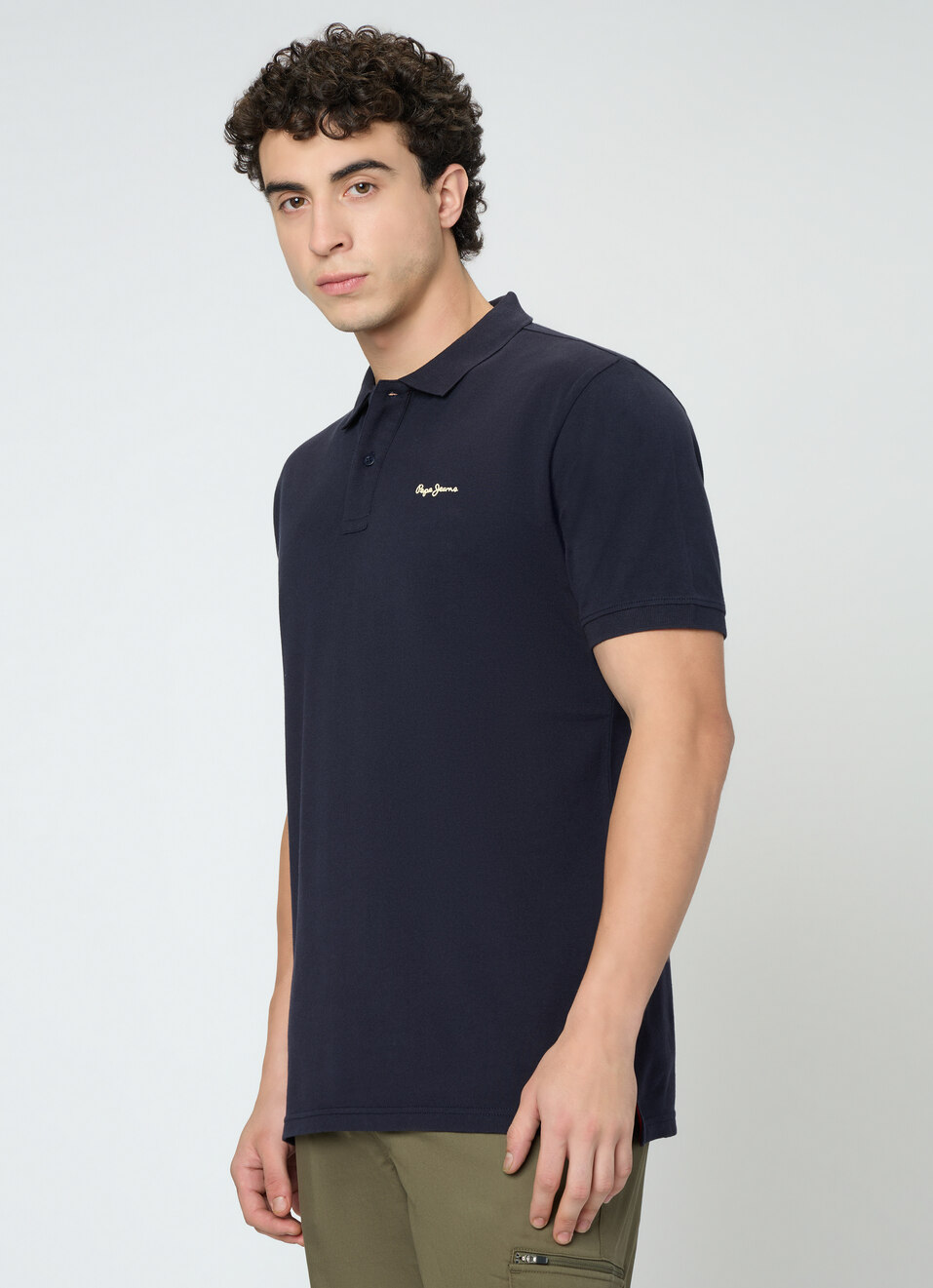 Men Navy Solid Short Sleeves Polo, , large image number 3