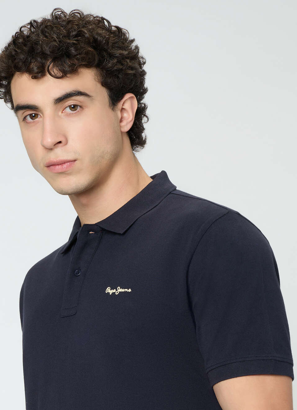 Men Navy Solid Short Sleeves Polo, , large image number 4