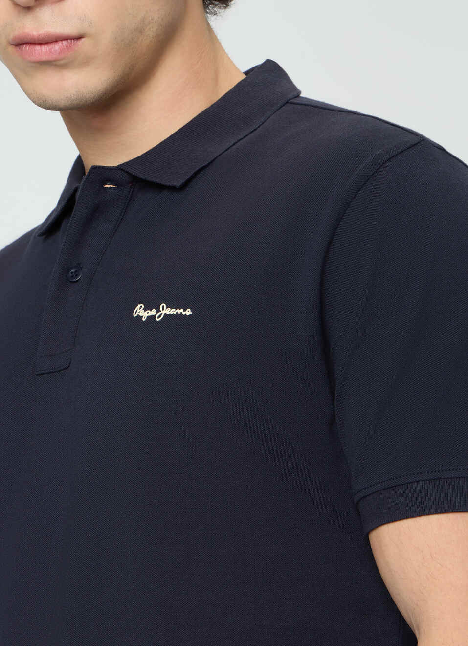 Men Navy Solid Short Sleeves Polo, , large image number 6