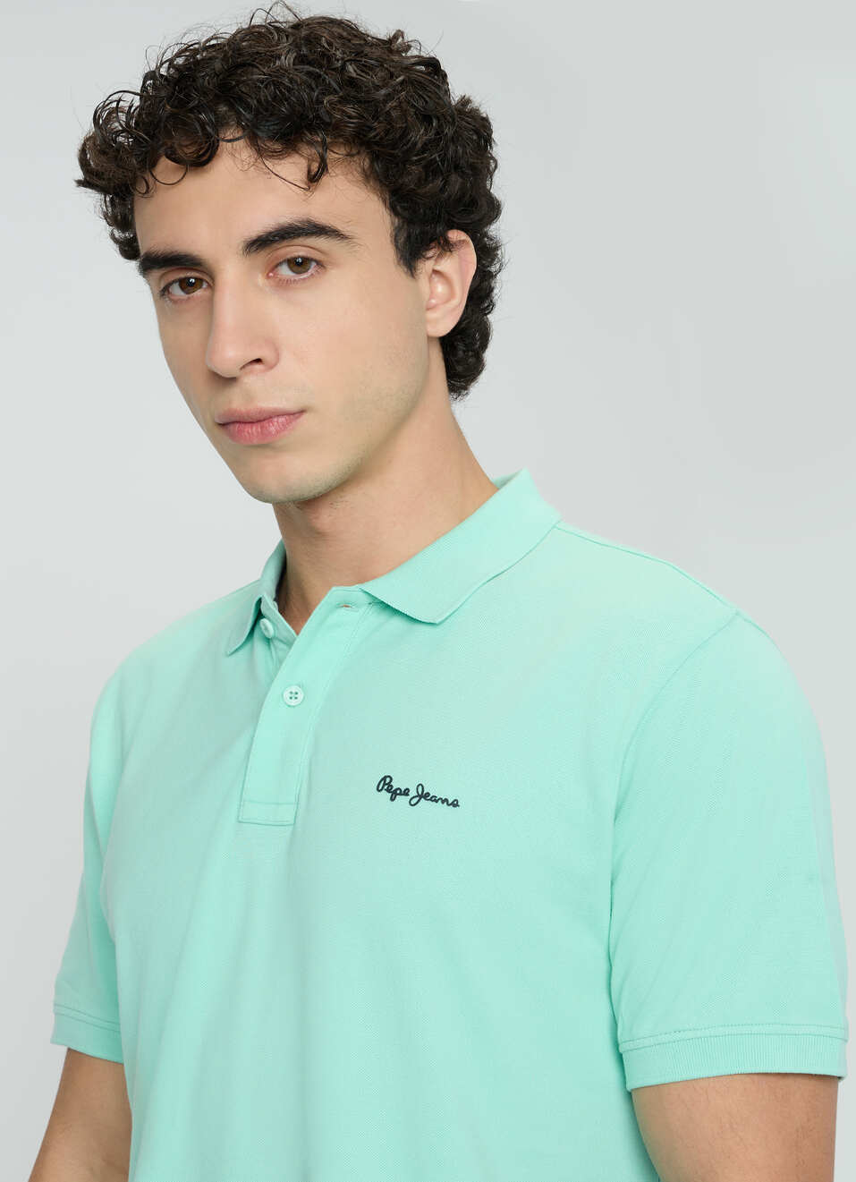 Men Mint Green Solid Short Sleeves Polo, , large image number 4