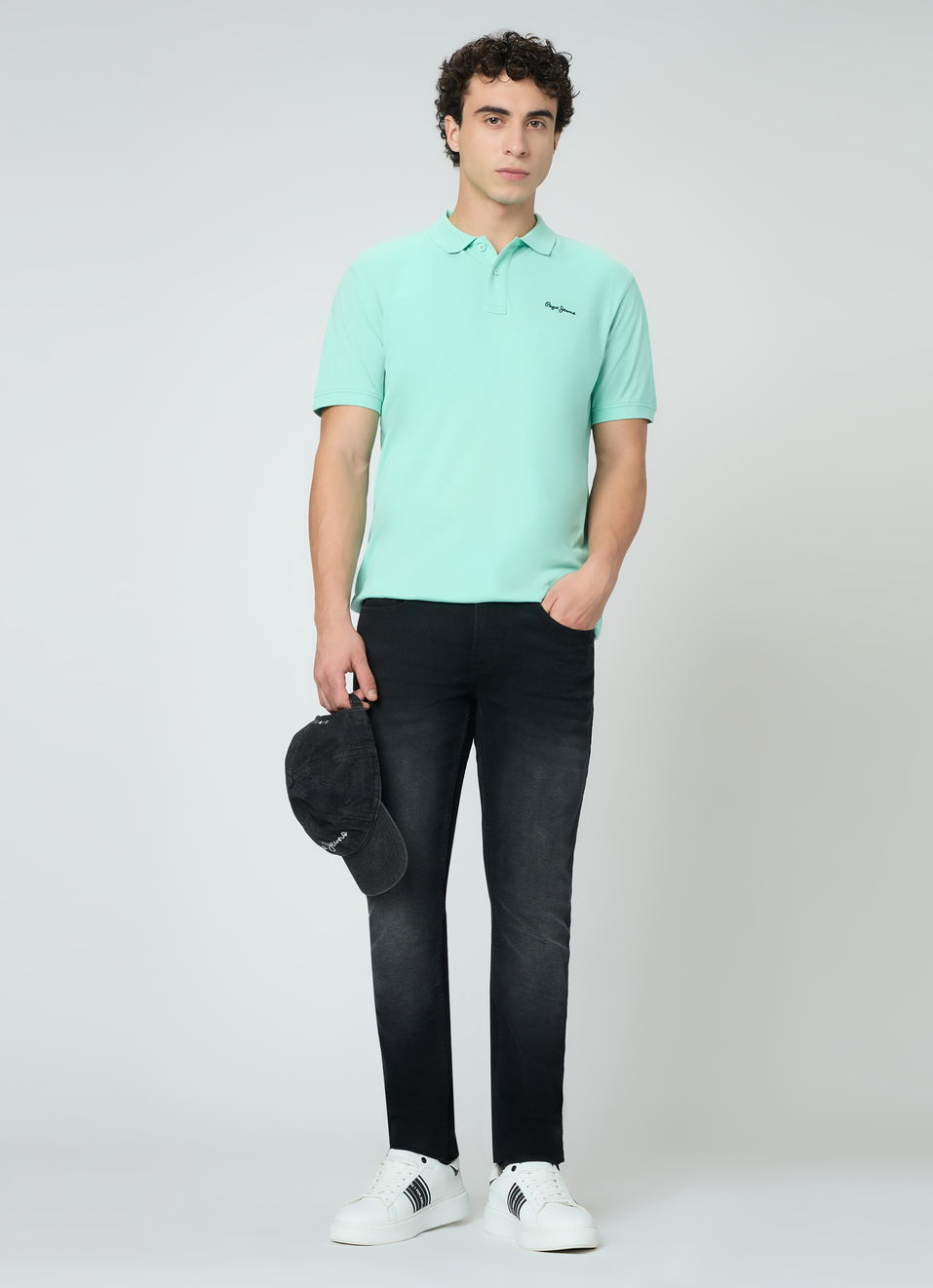 Men Mint Green Solid Short Sleeves Polo, , large image number 5